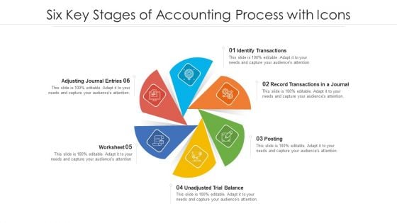 Six Key Stages Of Accounting Process With Icons Ppt PowerPoint Presentation Gallery Infographic Template PDF