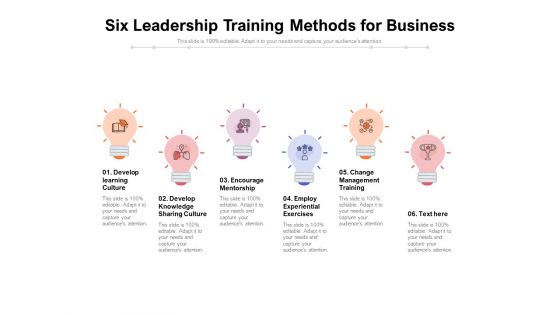 Six Leadership Training Methods For Business Ppt PowerPoint Presentation Slides Grid PDF Six Leadership Training Methods For Business Ppt PowerPoint Presentation Slides Grid PDF