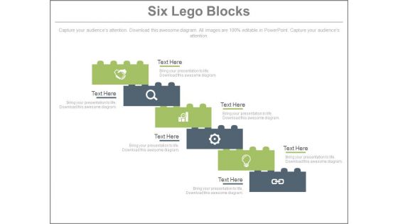 Six Lego Steps With Business Icons Powerpoint Slides