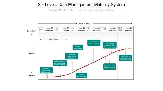 Six Levels Data Management Maturity System Ppt PowerPoint Presentation File Themes PDF