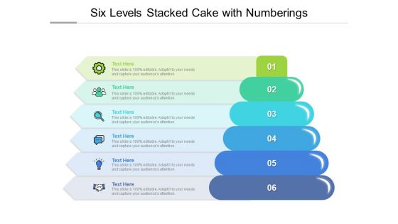 Six Levels Stacked Cake With Numberings Ppt PowerPoint Presentation Summary Icon PDF