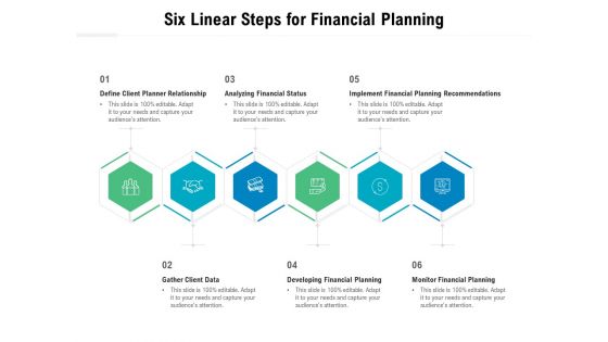 Six Linear Steps For Financial Planning Ppt PowerPoint Presentation Gallery Grid PDF