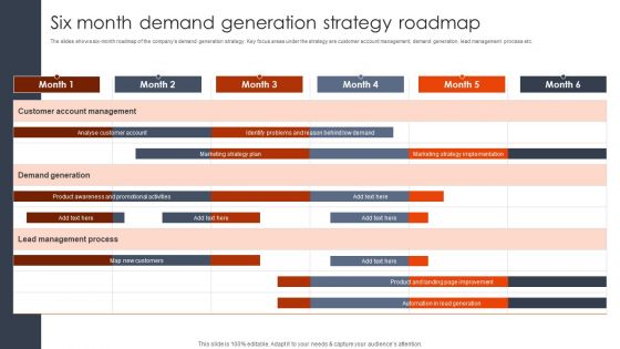Six Month Demand Generation Strategy Roadmap Client Acquisition Techniques To Boost Sales Diagrams PDF
