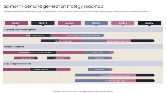Six Month Demand Generation Strategy Roadmap Stages To Develop Demand Generation Tactics Elements PDF Six Month Demand Generation Strategy Roadmap Stages To Develop Demand Generation Tactics Elements PDF