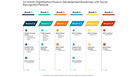 Six Month Organization Product Development Roadmap With Facial Recognition Feature Ideas