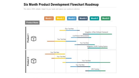 Six Month Product Development Flowchart Roadmap Professional