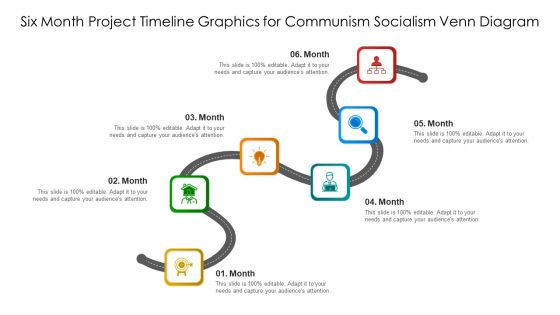 Six Month Project Timeline Graphics For Communism Socialism Venn Diagram Ppt PowerPoint Presentation File Slide PDF