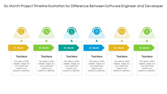 Six Month Project Timeline Illustration For Difference Between Software Engineer And Developer Ppt PowerPoint Presentation Gallery Images PDF