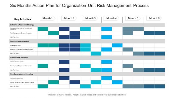 Six Months Action Plan For Organization Unit Risk Management Process Graphics