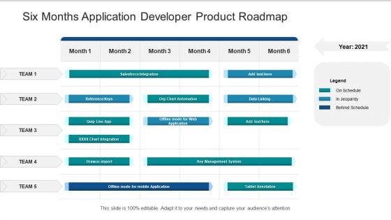 Six Months Application Developer Product Roadmap Slides