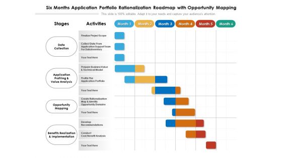 Six Months Application Portfolio Rationalization Roadmap With Opportunity Mapping Mockup