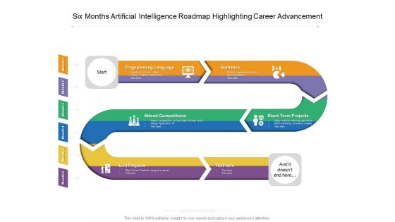 Six Months Artificial Intelligence Roadmap Highlighting Career Advancement Brochure