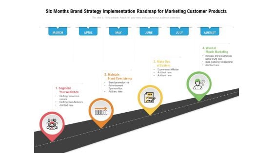 Six Months Brand Strategy Implementation Roadmap For Marketing Customer Products Rules