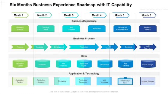 Six Months Business Experience Roadmap With IT Capability Themes