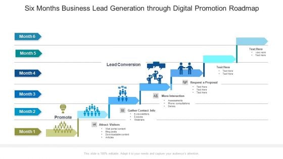 Six Months Business Lead Generation Through Digital Promotion Roadmap Themes Six Months Business Lead Generation Through Digital Promotion Roadmap Themes