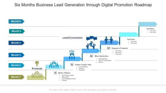 Six Months Business Lead Generation Through Digital Promotion Roadmap Themes