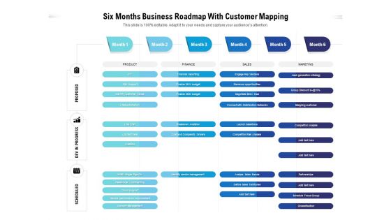 Six Months Business Roadmap With Customer Mapping Summary