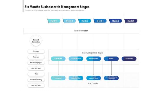 Six Months Business With Management Stages Mockup Six Months Business With Management Stages Mockup