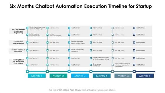 Six Months Chatbot Automation Execution Timeline For Startup Slides Six Months Chatbot Automation Execution Timeline For Startup Slides