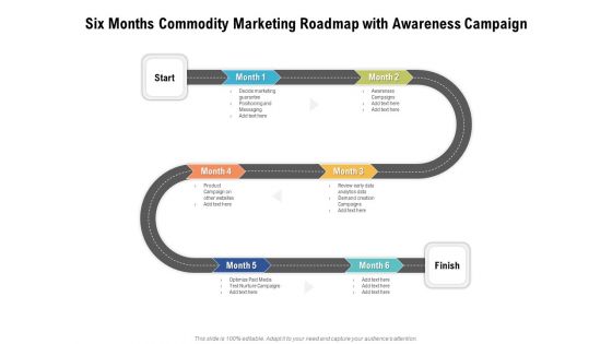 Six Months Commodity Marketing Roadmap With Awareness Campaign Clipart