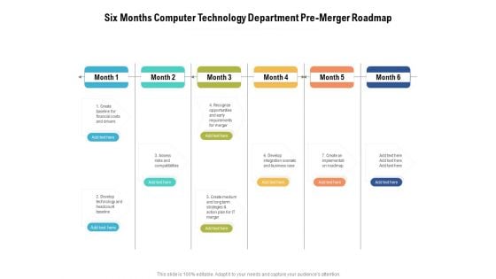 Six Months Computer Technology Department Pre Merger Roadmap Graphics