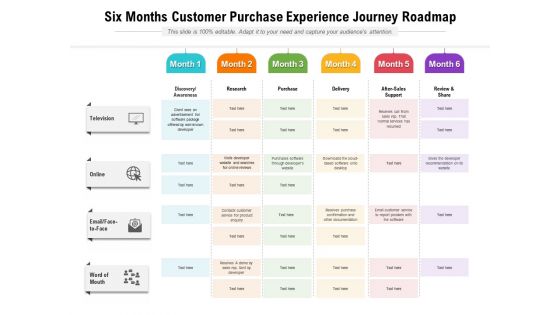 Six Months Customer Purchase Experience Journey Roadmap Inspiration