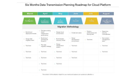 Six Months Data Transmission Planning Roadmap For Cloud Platform Structure Six Months Data Transmission Planning Roadmap For Cloud Platform Structure