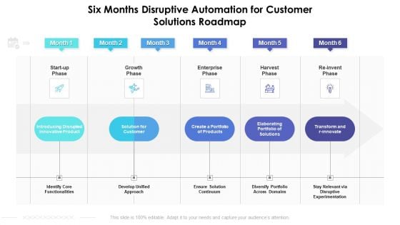 Six Months Disruptive Automation For Customer Solutions Roadmap Topics