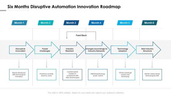 Six Months Disruptive Automation Innovation Roadmap Structure