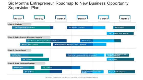 Six Months Entrepreneur Roadmap To New Business Opportunity Supervision Plan Download PDF