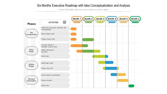 Six Months Executive Roadmap With Idea Conceptualization And Analysis Sample