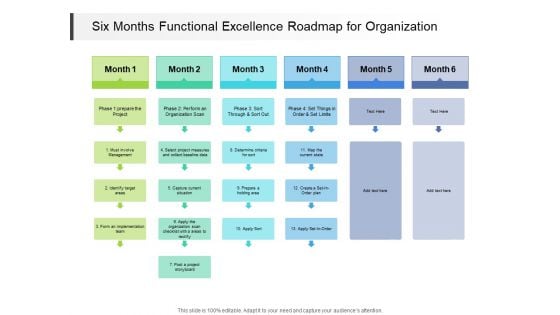 Six Months Functional Excellence Roadmap For Organization Guidelines