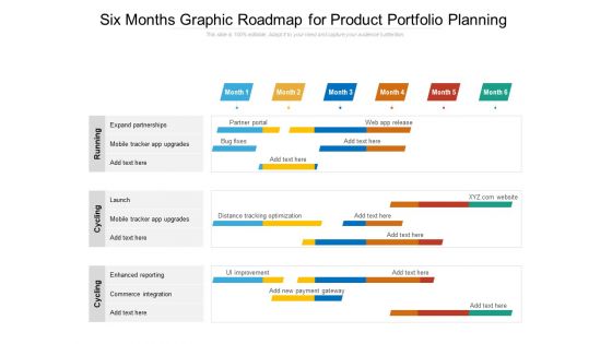 Six Months Graphic Roadmap For Product Portfolio Planning Formats