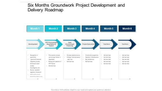 Six Months Groundwork Project Development And Delivery Roadmap Mockup