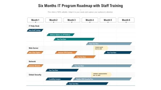 Six Months IT Program Roadmap With Staff Training Slides