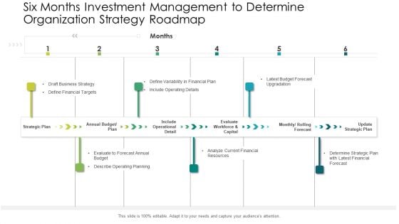 Six Months Investment Management To Determine Organization Strategy Roadmap Template