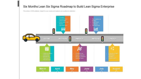 Six Months Lean Six Sigma Roadmap To Build Lean Sigma Enterprise Icons