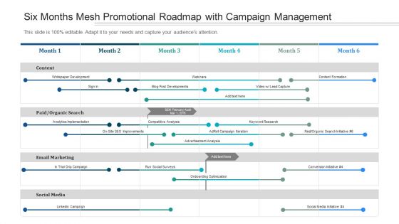 Six Months Mesh Promotional Roadmap With Campaign Management Pictures