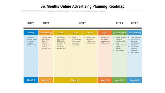 Six Months Online Advertising Planning Roadmap Information