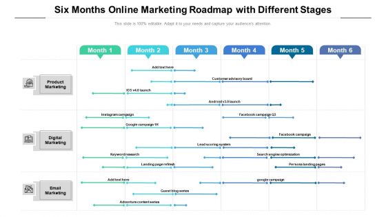 Six Months Online Marketing Roadmap With Different Stages Rules