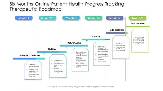 Six Months Online Patient Health Progress Tracking Therapeutic Roadmap Portrait