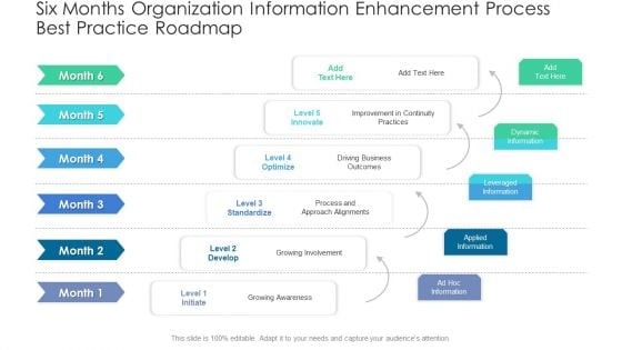 Six Months Organization Information Enhancement Process Best Practice Roadmap Sample