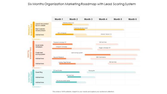 Six Months Organization Marketing Roadmap With Lead Scoring System Background