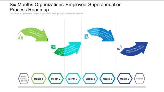 Six Months Organizations Employee Superannuation Process Roadmap Mockup Six Months Organizations Employee Superannuation Process Roadmap Mockup