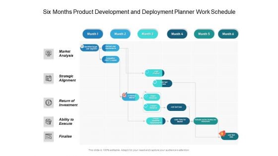 Six Months Product Development And Deployment Planner Work Schedule Diagrams