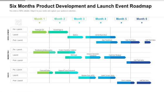 Six Months Product Development And Launch Event Roadmap Sample