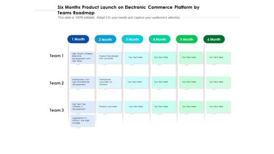 Six Months Product Launch On Electronic Commerce Platform By Teams Roadmap Slides