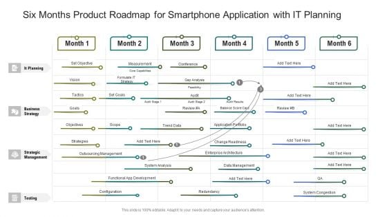 Six Months Product Roadmap For Smartphone Application With IT Planning Graphics Six Months Product Roadmap For Smartphone Application With IT Planning Graphics