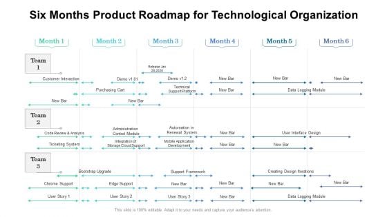 Six Months Product Roadmap For Technological Organization Pictures