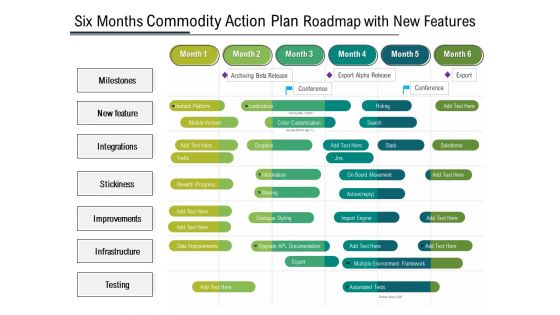 Six Months Product Strategy Roadmap With New Features Infographics Six Months Product Strategy Roadmap With New Features Infographics